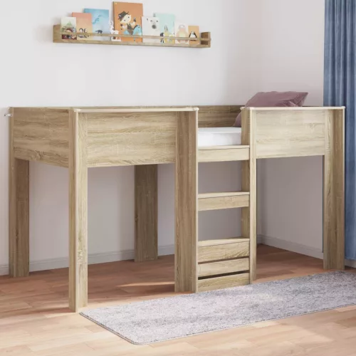 vidaXL Szükidő ágy tárolóval Sonoma tölgy 90 x 190 cm Faanyag