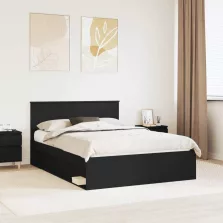  vidaXL Ágykeret fejtámlával Fekete 140 x 200 cm Tömör fenyőfa