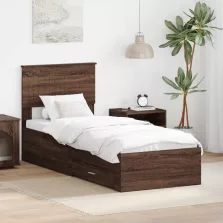   vidaXL Ágykeret fejtámlával Barna tölgy és ezüst 75 x 190 cm Faanyag