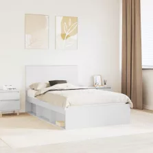   vidaXL Ágykeret fejtámlával Fehér 120 x 190 cm Tömör fenyőfa