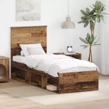   vidaXL Ágykeret fejtámlával Öreg fa 75 x 190 cm Tömör fenyőfa