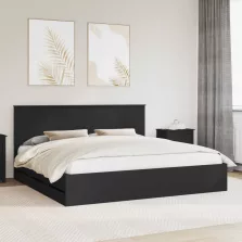   vidaXL Ágykeret fiókkal fejtámlával Fekete 200 x 200 cm Mérnöki Fa