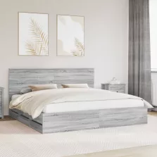   vidaXL Ágykeret fiókkal Szürke Sonoma 200 x 200 cm Mérnöki Fa