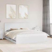   vidaXL Ágykeret fiókkal fejtámlával Fehér 180 x 200 cm Mérnöki Fa
