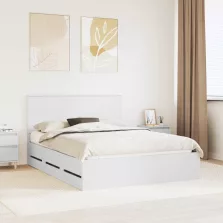   vidaXL Ágykeret fiókkal fejtámlával Fehér 150 x 200 cm Mérnöki Fa