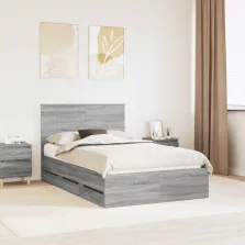   vidaXL Ágykeret fiókkal Szürke Sonoma 120 x 190 cm Mérnöki Fa