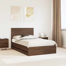   vidaXL Ágykeret fiókkal tárolóval Barna Tölgy 120 x 200 cm Mérnöki Fa