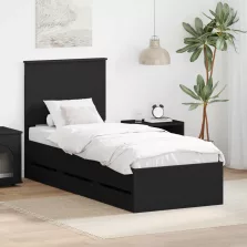  vidaXL Ágykeret fiókkal fejtámlával Fekete 90 x 190 cm Mérnöki Fa