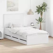   vidaXL Ágykeret fiókkal fejtámlával Fehér 90 x 200 cm Mérnöki Fa