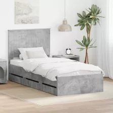   vidaXL Ágykeret fiókkal tárolóval Beton Szürke 90 x 200 cm Mérnöki Fa