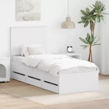   vidaXL Ágykeret fiókkal fejtámlával Fehér 75 x 190 cm Mérnöki Fa