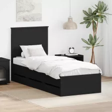   vidaXL Ágykeret fiókkal fejtámlával Fekete 75 x 190 cm Mérnöki Fa