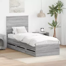   vidaXL Ágykeret fiókkal tárolóval Szürke Sonoma 75 x 190 cm Mérnöki Fa