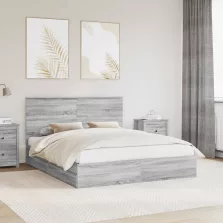   vidaXL Tárolós Ágy fejtámlával Szürke Sonoma 160 x 200 cm Faanyag