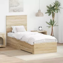   vidaXL Ágykeret fejtámlával Sonoma tölgy és ezüst 70 x 190 cm Faanyag