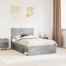   vidaXL Ágykeret fejtámlával Beton 120 x 190 cm Tömör fenyőfa