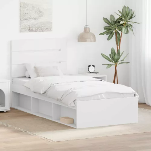 vidaXL Ágykeret fejtámlával Fehér 75 x 190 cm Tömör fenyőfa