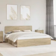   vidaXL Ágykeret fejtámlával Sonoma 180 x 200 cm Tömör fenyőfa
