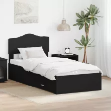   vidaXL Ágykeret fejtámlával fiókkal Fekete 100 x 200 cm Faanyag