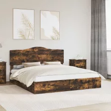   vidaXL Tárolós Ágy fejtámlával Füstölt tölgy 180 x 200 cm Faanyag