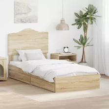   vidaXL Tárolós Ágy fejtámlával Sonoma tölgy 90 x 200 cm Faanyag