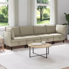 vidaXL Nappali bútor szett 4 pcs Homokszín Szövet