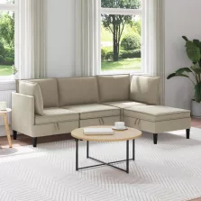 vidaXL Nappali bútor szett 4 pcs Homokszín Szövet