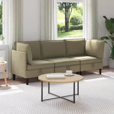 vidaXL Nappali bútor szett 3 pcs Khaki Szövet