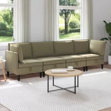 vidaXL Nappali bútor szett 4 pcs Khaki Szövet