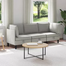 vidaXL Nappali bútor szett 3 pcs Világosszürke Szövet