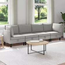 vidaXL Nappali bútor szett 4 pcs Világosszürke Szövet