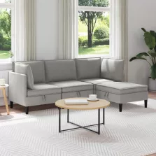 vidaXL Nappali bútor szett 4 pcs Világosszürke Szövet