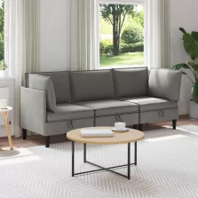 vidaXL Nappali bútor szett 3 pcs Sötétszürke Szövet