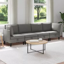 vidaXL Nappali bútor szett 4 pcs Sötétszürke Szövet