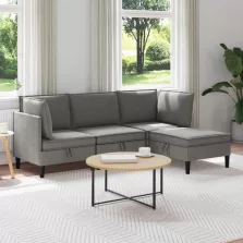 vidaXL Nappali bútor szett 4 pcs Sötétszürke Szövet