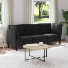 vidaXL Nappali bútor szett 3 pcs Fekete Szövet