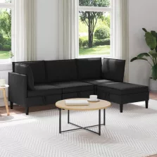 vidaXL Nappali bútor szett 4 pcs Fekete Szövet