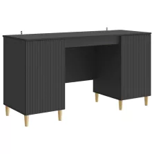   vidaXL Asztal polcokkal tárolóval Fekete 142,5 x 50 x 75 cm Szerelt Fa