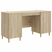   vidaXL Asztal polcokkal Sonoma Tölgy 142,5 x 50 x 75 cm Szerelt Fa