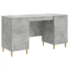   vidaXL Asztal polcokkal Betonszürke 142,5 x 50 x 75 cm Szerelt Fa