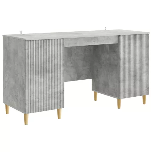 vidaXL Asztal polcokkal Betonszürke 142,5 x 50 x 75 cm Szerelt Fa