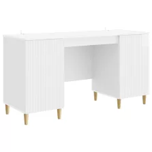   vidaXL Asztal polcokkal Magasfényű Fehér 142,5 x 50 x 75 cm Szerelt Fa