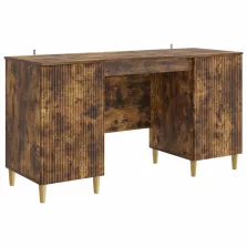   vidaXL Asztal polcokkal Füstös Tölgy 142,5 x 50 x 75 cm Szerelt Fa