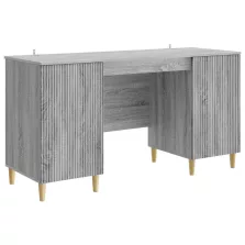   vidaXL Asztal polcokkal Szürke Sonoma 142,5 x 50 x 75 cm Szerelt Fa
