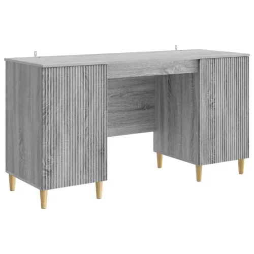 vidaXL Asztal polcokkal Szürke Sonoma 142,5 x 50 x 75 cm Szerelt Fa