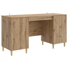   vidaXL Asztal polcokkal Kézműves Tölgy 142,5 x 50 x 75 cm Szerelt Fa