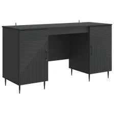   vidaXL Asztal polcokkal tárolóval Fekete 142,5 x 50 x 75 cm Szerelt Fa