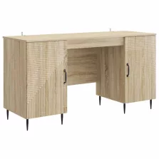   vidaXL Asztal polcokkal Sonoma Tölgy 142,5 x 50 x 75 cm Szerelt Fa