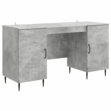   vidaXL Asztal polcokkal Betonszürke 142,5 x 50 x 75 cm Szerelt Fa