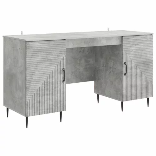 vidaXL Asztal polcokkal Betonszürke 142,5 x 50 x 75 cm Szerelt Fa